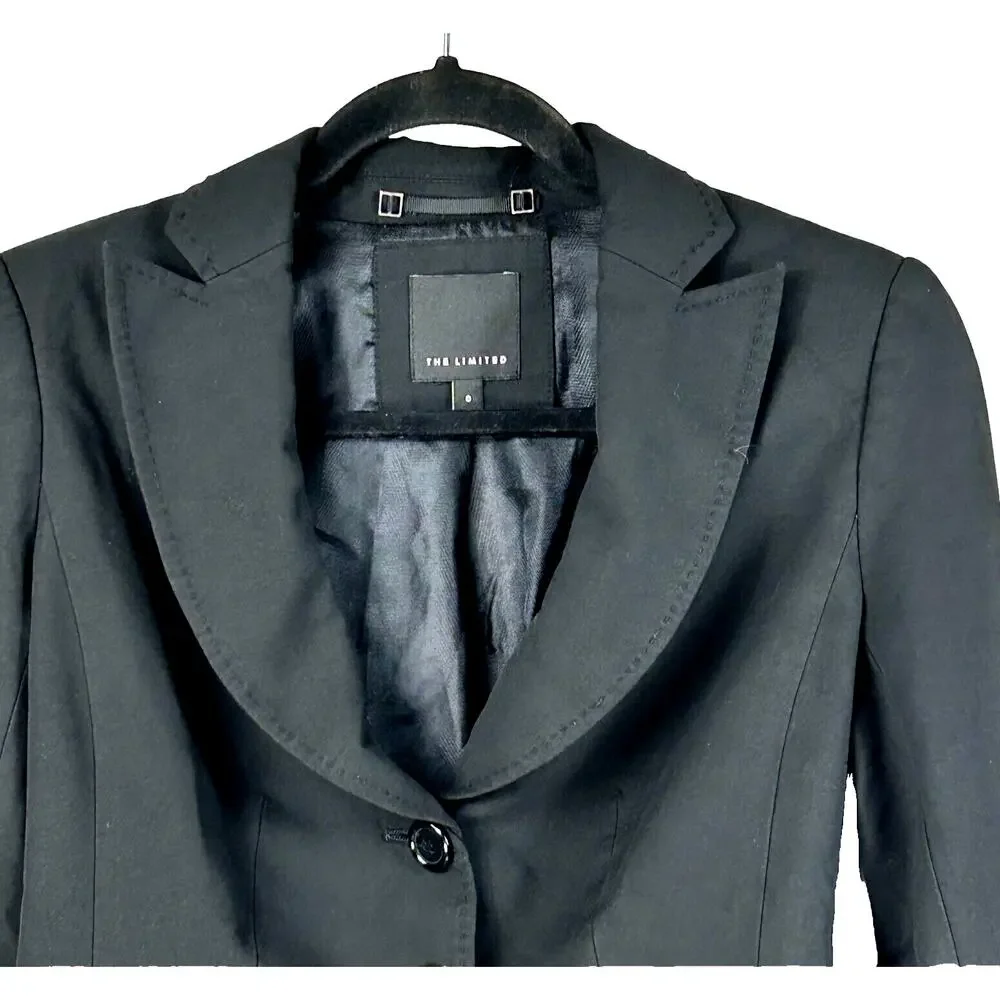 The Limited Jacket Womens 0 Black 3 Button Long Sleeve Single Breasted Blazer - Picture 2 of 11